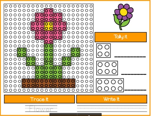 10 Spring Lego Mosaic Printable Designs Flower pattern page of the 10 free spring Lego mosaic printables.