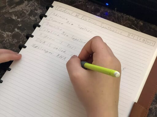 7 Reasons to try this 7 Week Biochemistry/Microbiology Course for Homeschool Science As soon as kids are old enough to learn the skill, note taking is a powerful way to learn.